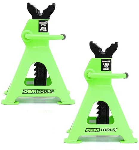 OEMTOOLS 24852 3 Ton Jack Stands, Jack Stands 3 Ton for Cars, SUVs, and Light Trucks, 11 to 16-1/2 Inch Adjustable Height, Ratcheting Design, Welded Foot Pads