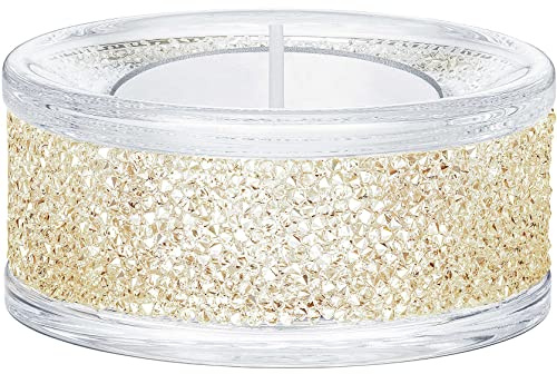 Swarovski Shimmer Teelicht aus Kristallen in der Farbe Gold, Maße: 3,15cm x 6,7cm x 6,7cm, 5428724