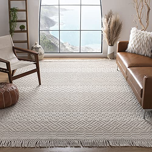 SAFAVIEH Natura Wool Area Rug 8'x10', Boho Ivory NAT852B