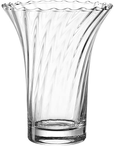 Leonardo Ravenna, Blumenvase aus 3D veredeltem Glas, handgefertigte, geschwungene Glasvase in klassischem Stil, Unikat, Höhe: 18 cm, 018609, 1 Stück