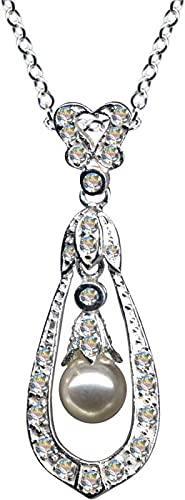 Art Nouveau 54076 Chaîne en argent et pendentif en argent véritable 925 avec zircons cubiques blancs transparents et beaux pendentifs tendance