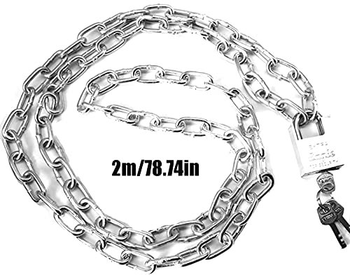 WXYZ Lucchetto a Chiave Serratura a Catena in Acciaio Inox, Biciclette, motocicli, recinti, Serrature per la Sicurezza all'aperto, 0,5-2 m (Size : 2m)