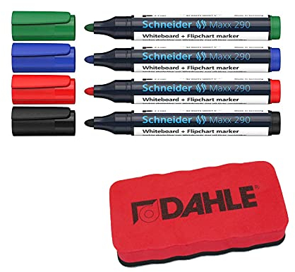 Dahle Whiteboard Schwamm (Magnetischer Wischer für Trockenreinigung auf vielen Oberflächen) rot (Rot, Schwamm + Marker)