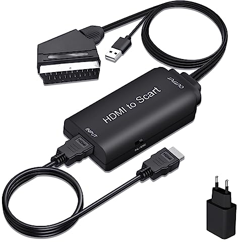 AMANKA HDMI a Scart Convertitore, 480i-1080P HDMI Ingresso SCART Uscita Adattatore Con HDMI e USB Cavo con HD Stereo Audio Adaperter per DVD HDTV SKY PS VHS ecc