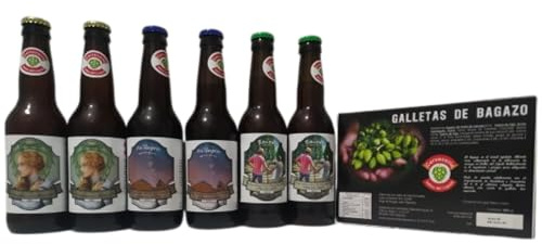 Cerveza Artesana Valles del Lúpulo: 2 Primeta + 2 Pa´llegra + 2 Raíces + 1 caja de galletas de bagazo (Caja de 6 botellas de 33 cl + caja de 400 g de galletas de bagazo ricas en fibra)