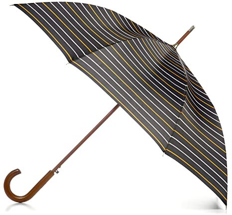 Totes Eco Regenschirm mit Holzgriff, J-Stick, Grau/Schwarz, Grau-schwarzes Chevron, Einheitsgröße