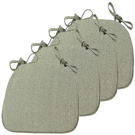 Yadlan Stuhlkissen 40x40 4er Set, Stuhlkissen Landhausstil mit BäNdern, rutschfest Sitzkissen mit Abnehmbarem Bezug, U-Form Waschbar Garten Decorative Stuhl Kissen(Color:Grün)