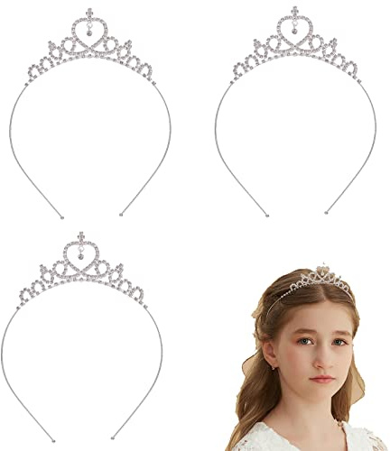 Krone Stirnband 3 Stück Silber Strass Prinzessin Stirnband Kristall Party Tiara Mädchen Stirnband Braut Haarreifen Hochzeit Haarschmuck für Frauen Mädchen Dekoration