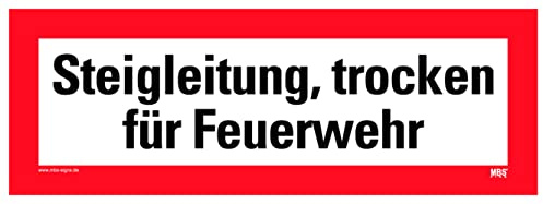 Aufkleber Hinweis Steigleitung, trocken für Feuerwehr Brandschutz Schild Folie selbstklebend ähnl. DIN 4066 | 297x105mm Made in Germany