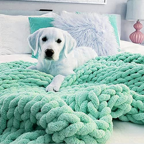 MHUQIA Gestrickte Decke 180x200cm, Grobe Strickdecke Wolle Garn Arm Stricken Werfen Super GroßE Klobige Stricken Decke Haustier Bett Stuhl Sofa Yoga Matte Teppich