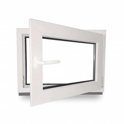 Kellerfenster - Kunststoff - Fenster - weiß - BxH: 80 x 50 cm - 800 x 500 mm - DIN Rechts - 3 fach Verglasung - 60 mm Profil