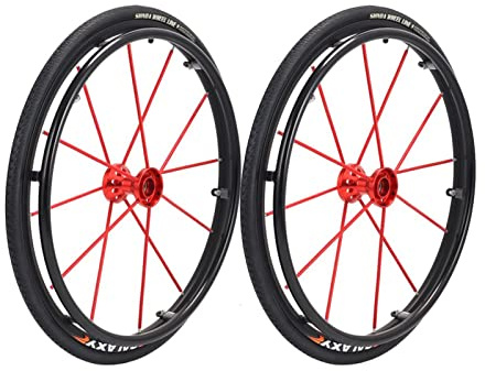 24 Pouces Roue Arrière de Remplacement, Accessoires pour Sport Fauteuils Roulants, 24×1, Pneumatique, Roulement 12.7mm, Rouge 2pièces
