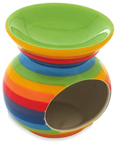Bruciatore di oli essenziali/cera da sciogliere a strisce arcobaleno dipinto a mano – ornamento regalo per aromaterapia