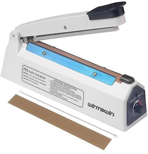 Impulse Heat Sealer 8 inch Impulse Bag Sealer Poly Bag Sealing Machine Heat Seal Closer for Plastic Bags PE PP Bags