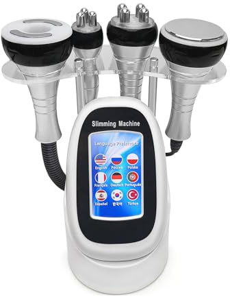 40K 4 in 1 Body Shaper Rf Radio Frequency Tripolar 4 Polar Cavitation Vacuum Device Beauty Machine Weight Loss Wrinkle Remove Salon Spa for Neck Belly Face Elitzia ETZX001（Silver Plastic Handle）