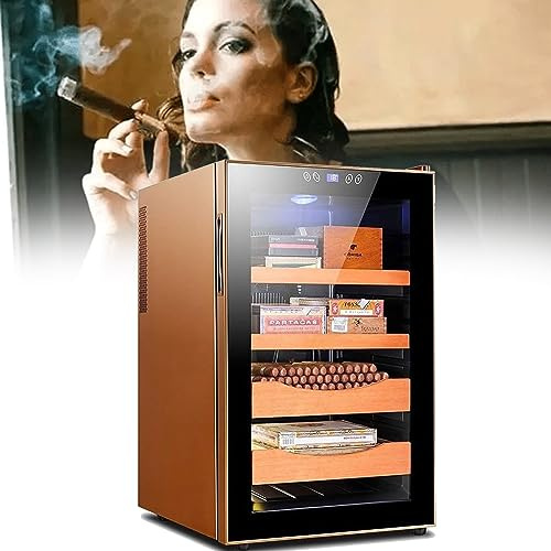 Barware cigar cabinet electronic cigar cabinet refrigerator energy-saving humidor large-capacity cigar box high-end smoking set cigar thermoelectric cooler humidifier intelligent gift,Metallic