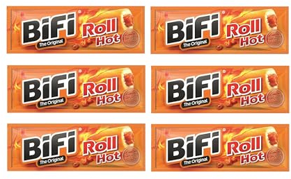BiFi Roll Hot scharf – 6er Pack (6 x 45 g) – Herzhafter, pikanter Salami Fleischsnack – Snack im Teigmantel