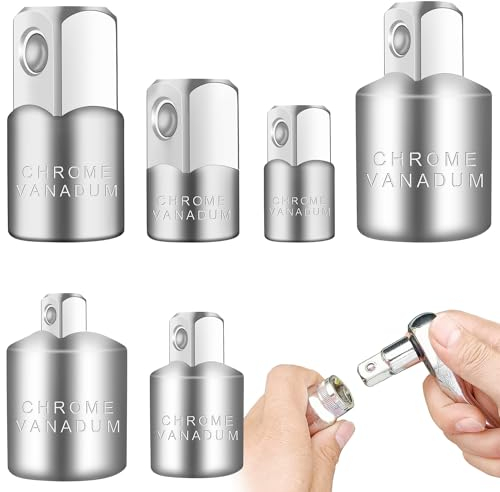 Ezydka Stecknuss Adapter 6 Stück Adapter Satz Stecknussadapter Set, Adapter 1/2 auf 3/8, 3/8 auf 1/2, 3/8 auf 1/4, 1/4 auf 3/8, 1/2 auf 1/4, 1/4 auf 1/2 für Knarren, Nuss, Steckschlüsseln