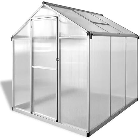 Festnight Invernadero de Aluminio XXL,Invernadero de Jardín 190 x 182 x 195 cm Policarbonato Aluminio, Invernadero de Vidrio, Casero Plantas Cultivos Transparente
