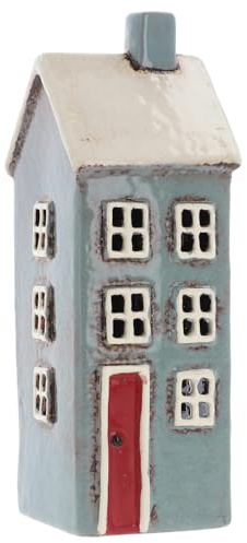 Shudehill Giftware Village Pottery House Mini-Teelicht, Grau