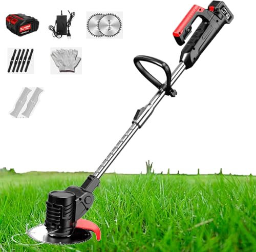 Tondeuse à Gazon Sans Fil, Coupe-Herbe Sans Fil, Cisaille à Gazon Et Coupe-Arbustes, Alimentation Par Batterie 21 V 82 800 Mah, Tige Télescopique Rechargeable, Poignée En Forme De D, Coupe-Herbe,two