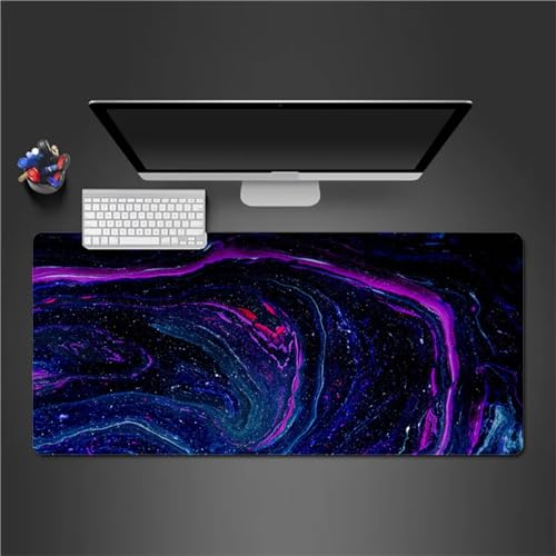 QiHon Gaming Mauspad XXL Blau Lila Großes Mauspad Schreibtischauflage mit Vernähte Kanten Einer speziellen Oberfläche verbessert Geschwindigkeit und Präzision 700x300x2mm