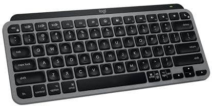 Logitech MX Keys Mini for Mac, Teclado inalámbrico Minimalista (Gris) | Para MacBook Pro, Macbook Air, iMac, iPad, compacto, Bluetooth, retroiluminación, USB-C, escritura optima, QWERTY US INT'L