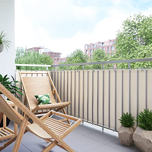 BalkonsichtschutzZaunblende Sichtschutz Blickdicht Polyester mit Ösen für Balkon Sichtschutz - Dunkelgrün 100x750cm