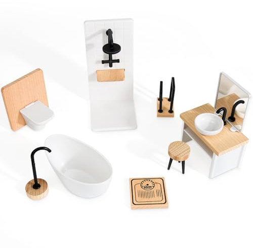 Puppenhaus Zubehör,Puppenhaus Möbel Badezimmer Möbel Badezimmer Miniatur Puppenhaus Dollhouse Furniture Puppenhaus Holz Miniatur Möbel Puppenstubenmöbel Puppen Zubehör Spielzeug