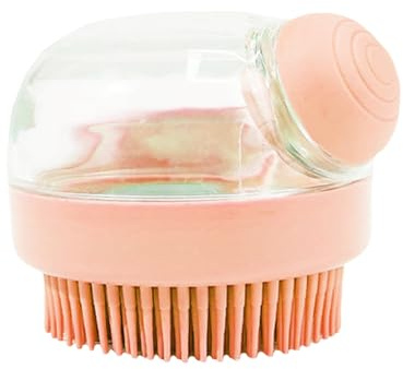 Shampoo Bürste Bubble Brush Haustier Silikon Badebürste, Reinigungsbürste Duschbürste mit Seifenspender für Haustiere Hunde Katzen Doggie (Rosa)