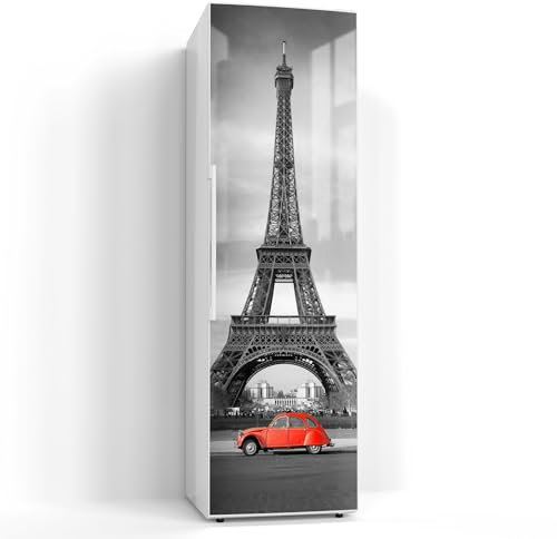 DEQORI Magnetfolie für Kühlschrank 60x200 cm | Motiv Pariser Rotakzent | dekorative Magnetmatte Gefrierschrank Schutz | Magnet Deko-Folie selbstklebend, magnetisch & beschreibbar