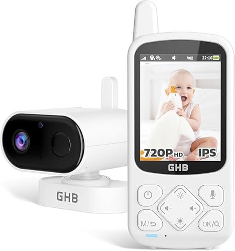 GHB Babyphone mit Kamera 2,8 Zoll 720P HD mit 2000mAh Akku VOX Modus 8 Schlaflieder