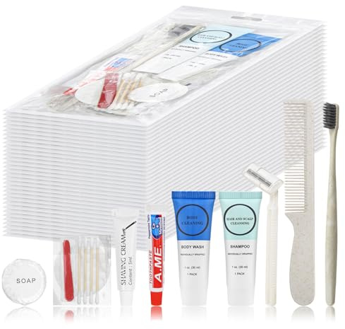 Toiletry Kits Homeless Personal Hygiene Care Package Kits Supplies In Bulk, Disposable Travel Size Essential Women Men Toiletries Set for Hotel,Charity,Camping,Travel (7.1 Inch, 40, Count)