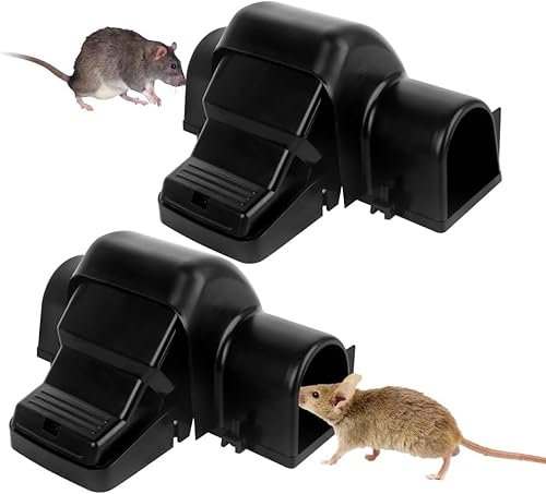 2 Pack Rat Traps That Kill Instantly, Reusable Rat Trap, Humane Rat and Mouse Traps for Indoors and Outdoor Use, Highly Sensitive Mice Traps and Rat Killer, Child and Pet Friendly