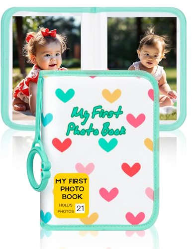 Baby Photo Album Holds 21 6x4 Photos, My First Photo Book for Baby or Toddlers, Love Babys Photo Album Soft Cloth Family Book, Cute Book Gift for Babies Shower Newborns Family Photos (Green)