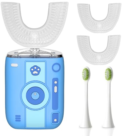 yeklike Cepillo de dientes eléctrico en forma de U para adultos, cepillo de dientes de limpieza de 360°, cepillo de dientes ultrasónico para limpiar dientes, juego de cepillo de dientes automático