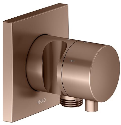 KEUCO IXMO Umstellventil UP 3 Verbraucher, Schlauchanschluss, Comfort Griff und Brausehalter, mit Absperrung, Rosette eckig, 59549291202, Farbe: rotgold gebürstet