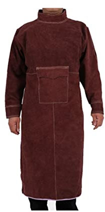 YQVEOT Grembiule Saldatore, Gruppo di Saldatura in Pelle con Manica, Mantello da salda Forniture per Officina(Brown,XL)