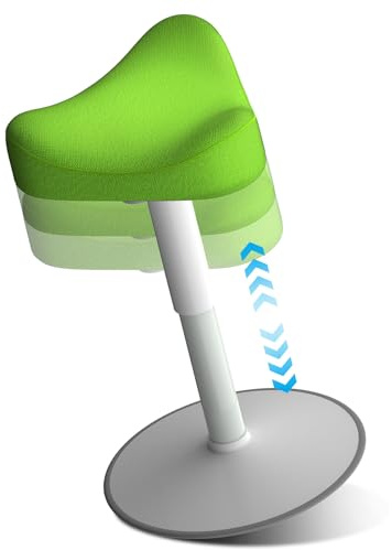 Sgabello ergonomico da ufficio regolabile in altezza (47-65 cm), sgabello oscillante con effetto oscillante, sgabello con base in gomma, girevole a 360° e antiscivolo, protezione antiribaltamento