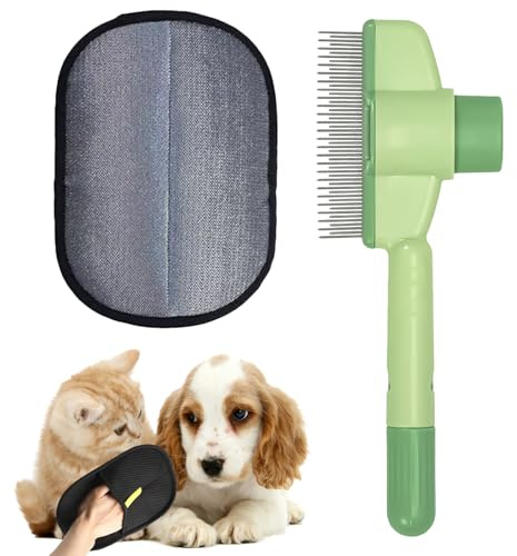Selbstreinigender Flohkamm für Katzen, Double-Sided Pet Grooming Gloves, Katzenkamm, Selbstreinigende Katzenbürste Flohkamm Katze Hund, Hundekamm, Pflegeeinrichtung für Haustiere
