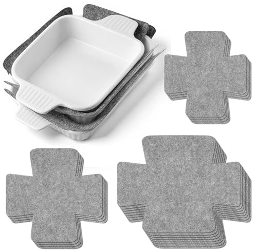LemonRoad Set of 16 Bakeware Scratch Protectors Pot Pan Dish Divider Protector Pad for Stacking 3 Size Padded Pot Pan Cookware Protector Extra Thick Felt Prevent Chip Crack When Stacking(Gray)