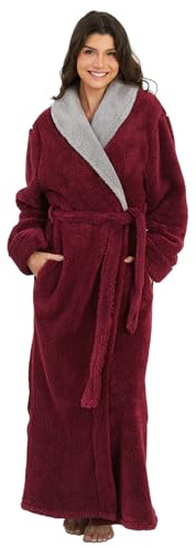 ZFSOCK Robe de Chambre Femme Polaire: Peignoir de Bain Longue Hiver Chaude Doux Microfibre Douce et Épaisse Pour Femme Enceinte Maman Chambre Maison Noël Cadeau - Rouge 3XL