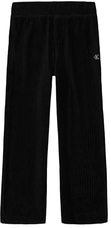 Calvin Klein Girls' Pull-On Cozy Lounge Pant, Soft & Comfortable, Rib Velour Black, 8-10