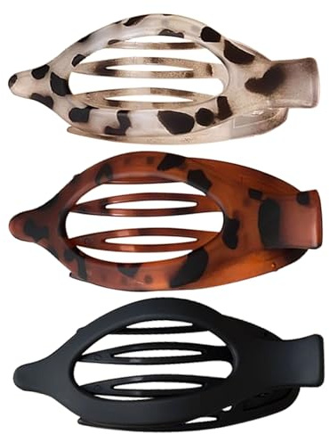 3PCS Style Français Pince Cheveux Plate, 11,6x5x2cm Résine Pince A Cheveux Bec De Canard, Convient À Un Usage Quotidien Par Les Femmes Et Les Filles, Se Fixe Facilement Pour Éviter De Glisser