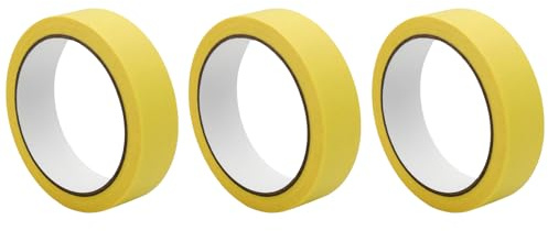 HRLORK 3 Rolls Low Tack Frog Tape, Writable Green Masking Tape for Painting, Professional Grade Painter's Tape for Renovation, Indoor/Outdoor Decorating,Yellow (20mm x 20m)
