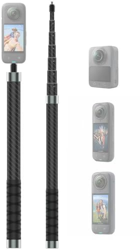 NEOSOU Perche à selfie invisible de 2,6 m pour appareil photo Insta360 X5 X4 X3 DJI Osmo 360 - Tige d'extension étanche en fibre de carbone pour Insta 360 - Accessoires de moto et vélo