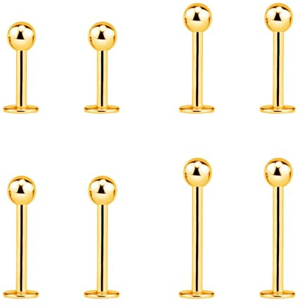 Body CAC 18G Steel Gold Flat Back Plain Ball Lip Labret Conch Tragus Stud