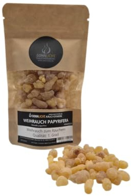 Sonnlicht Weihrauch Papyrifera 20g – Olibanum-Harz aus dem Sudan (Boswellia papyrifera) naturreiner Premium-Weihrauch zum Räuchern Entspannen & Meditieren – für Achtsamkeit, Entspannung & innere Ruhe | naturrein, für Meditation und Achtsamkeit, balsamisch-warmer Duft, ideal für Stövchen und Kohle