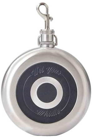 Runde 237-ml-Flasche, Kompakter Weinkrug Aus Edelstahl Mit Aufhängeschlaufe Und Integriertem Becher, Tragbare Trinkflasche For Unterwegs, Ideal For Spirituosen Whisky(Black)