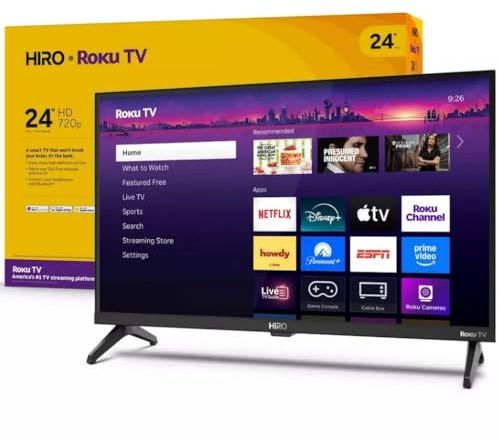 Roku Hiro 24 720p HD Smart Flat Screen LED TV with Dolby Audio for Streaming, with Wi-Fi, Bluetooth, 60Hz, 3X HDMI Ports - H24C2C4 (Renewed)